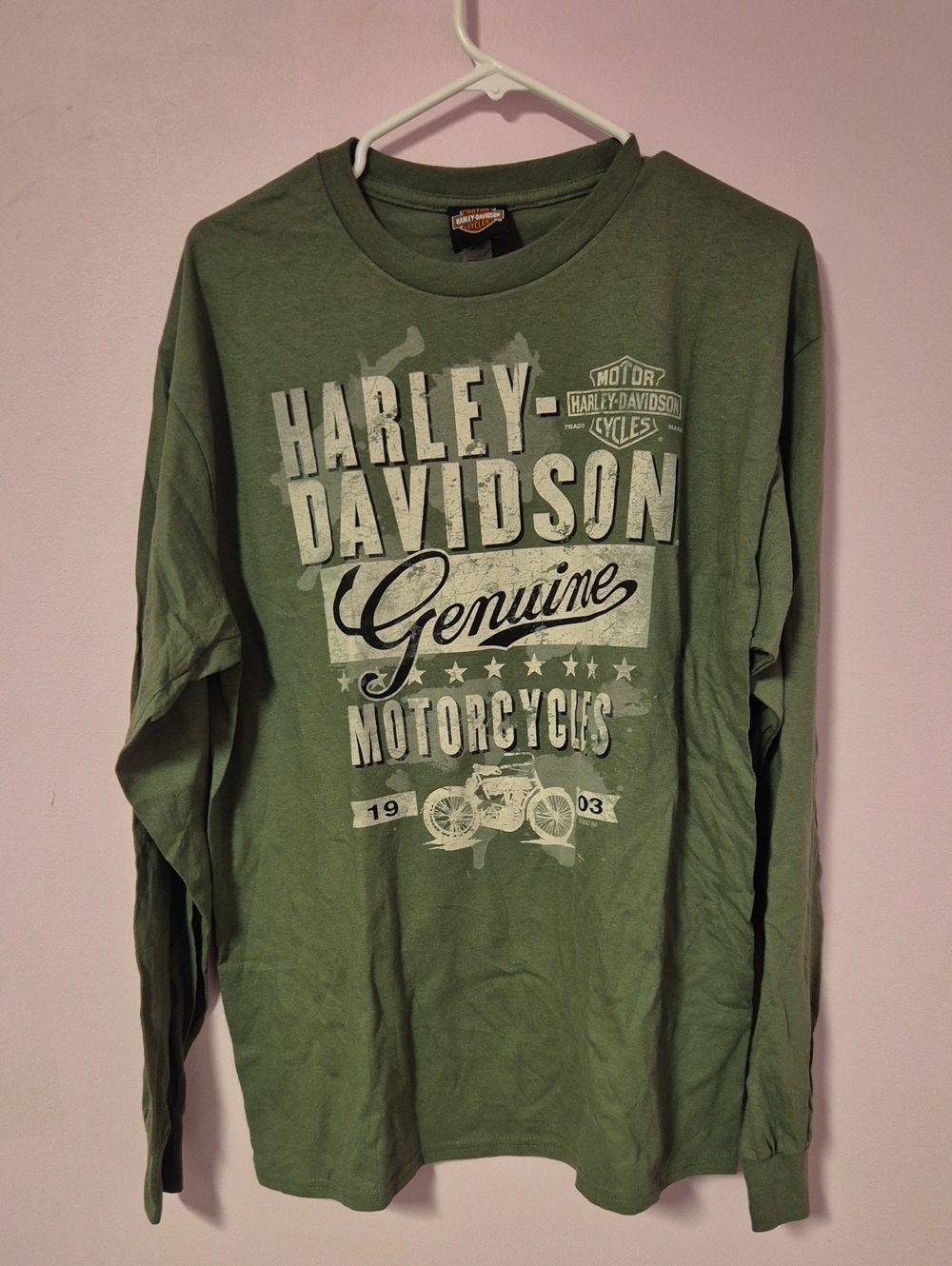 Harley-Davidson Large Long Sleeve Olive Green Shirt